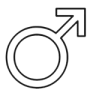 A line art icon showing a male symbol, representing clinical men's pelvic floor rehabilitation and post prostatectomy bladder control management at Monty Pelvic Physio.