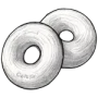 A clean line drawing depicting two ring pessaries, representing conservative pelvic organ prolapse management and clinical support fitting at Monty Pelvic Physio in Melbourne.