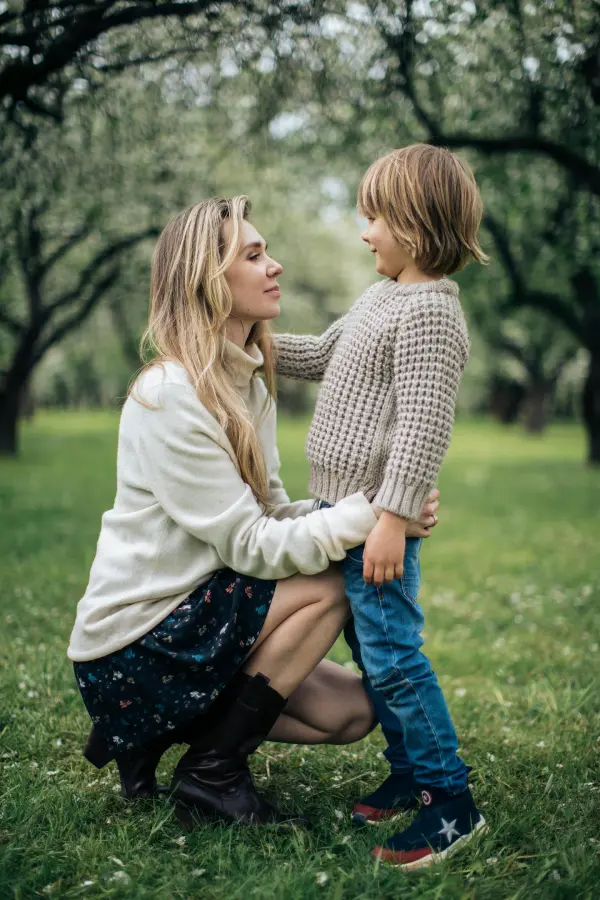 A supportive moment between a mother and child in Nillumbik, illustrating the emotional relief and professional paediatric continence management provided by Monty Pelvic Physio for families in Eltham and Diamond Creek.
